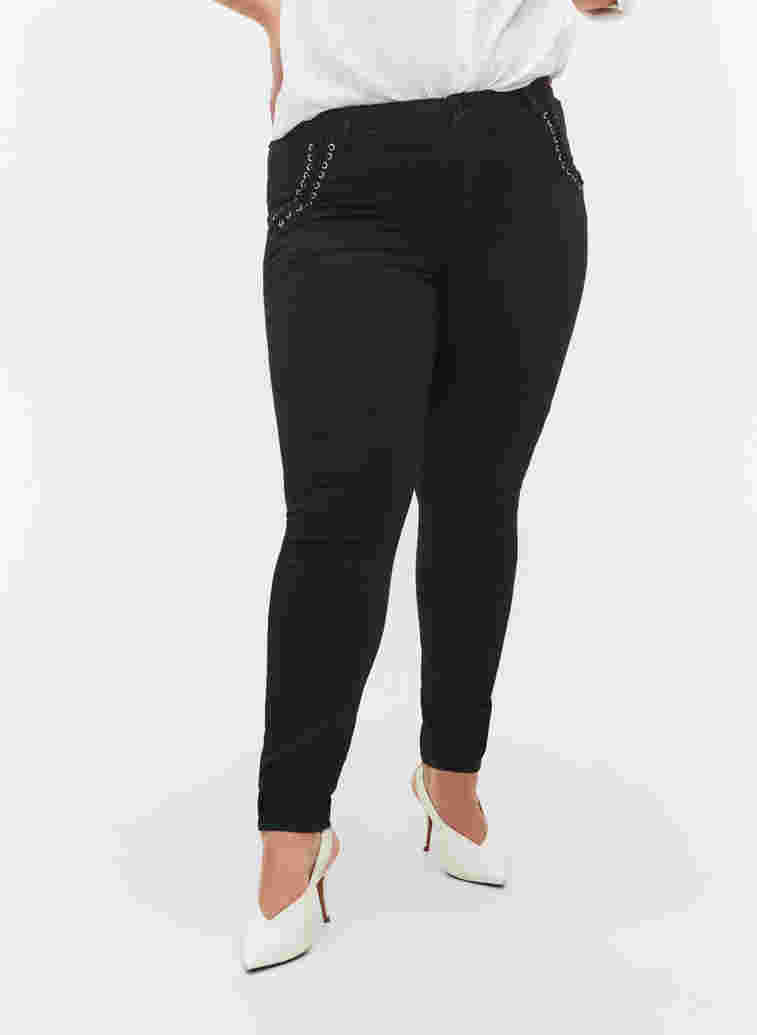  Amy Jeans Super Slim mit Schnürdetail, Black, Model image number 1