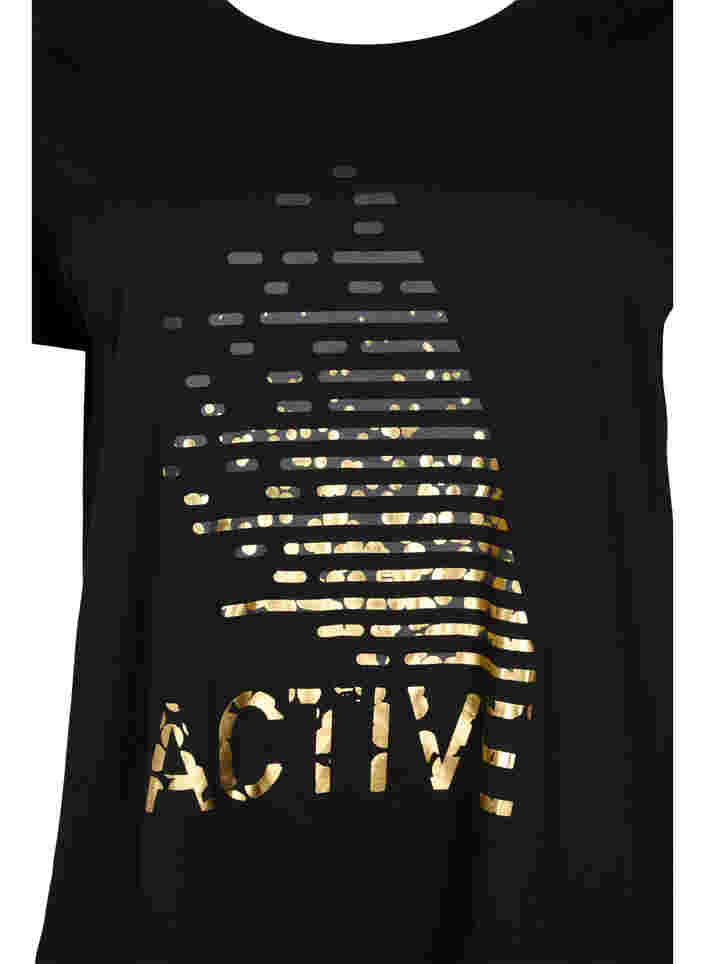 Trainings-T-Shirt mit Print, Black gold foil logo, Packshot image number 2