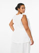 &Auml;rmellose Bluse aus Baumwoll-Musselin mit R&uuml;schen, Wei&szlig;, Model image number 2