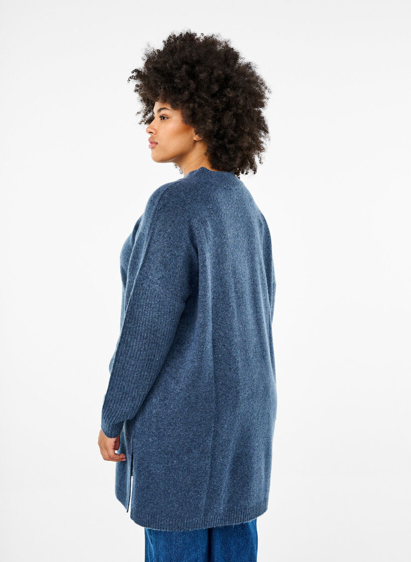 Lange Strickbluse mit langen Ärmeln, Bering Sea Mel., Model image number 1