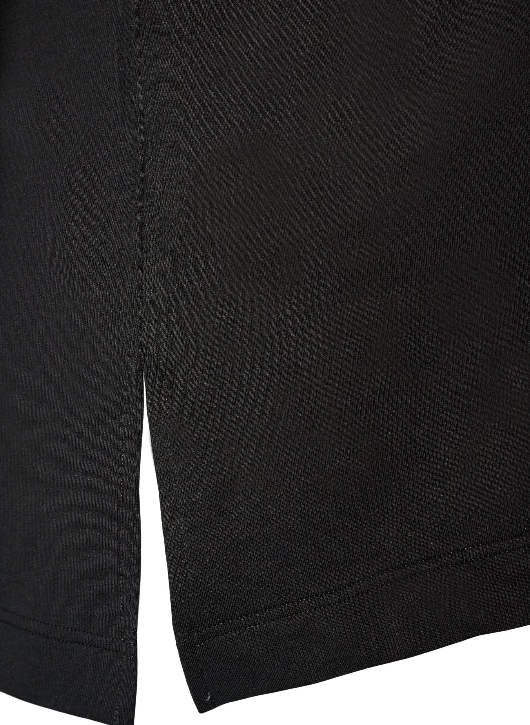 Zizzi Aktiv-T-Shirt mit lockerer Passform und aufgesticktem Statement, Schwarz, Packshot image number 3