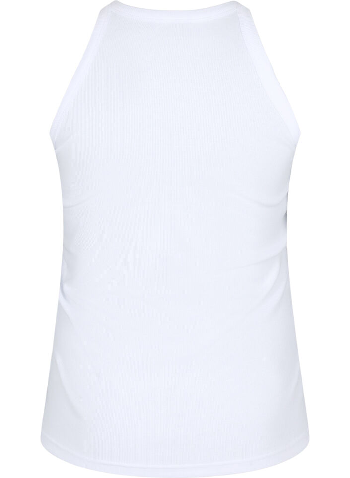 Geripptes Tanktop aus Baumwolle, Bright White, Packshot image number 1
