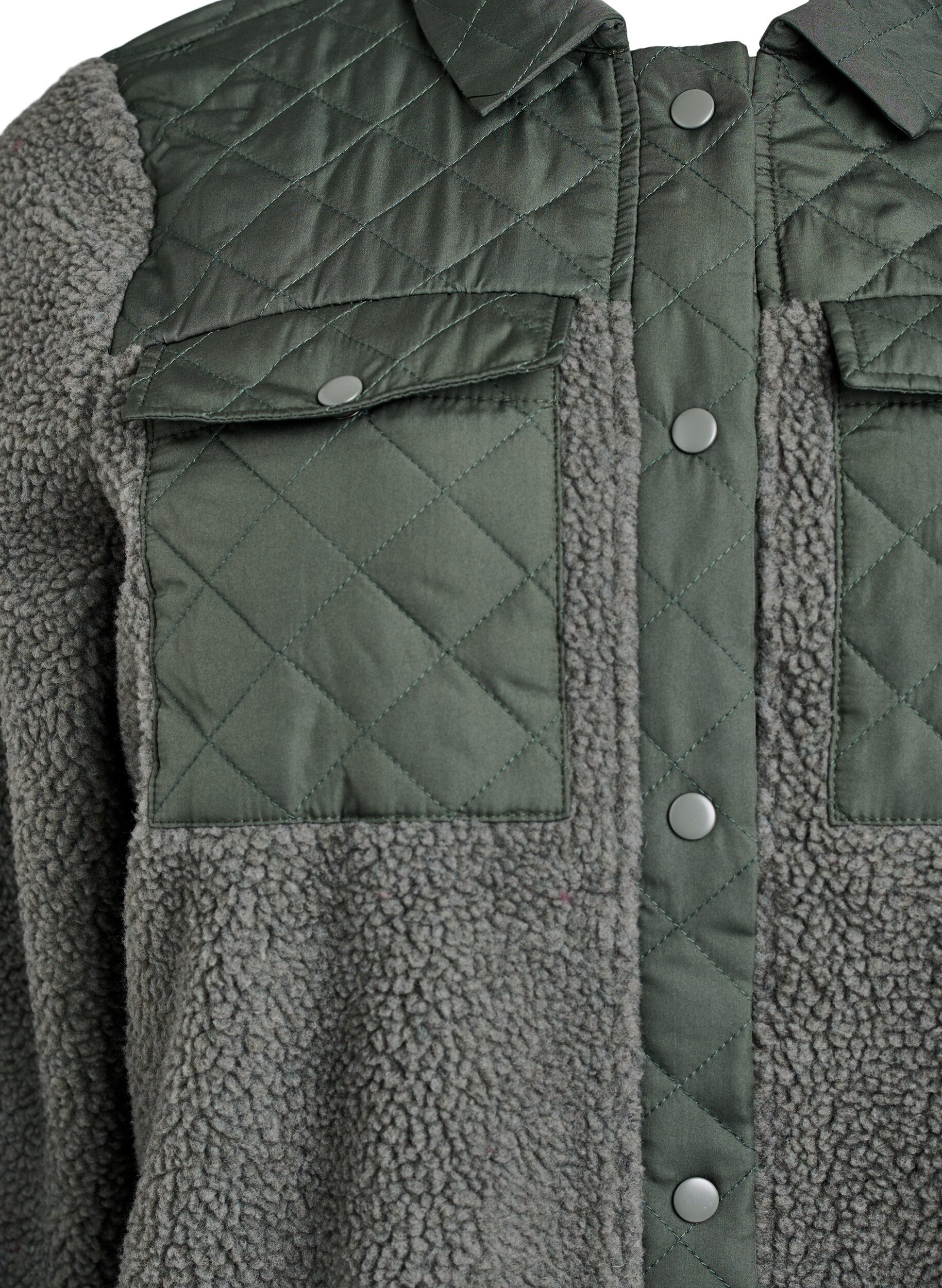 Zizzi Fleecejacke mit gesteppten Details , Gr&uuml;n, Packshot image number 2