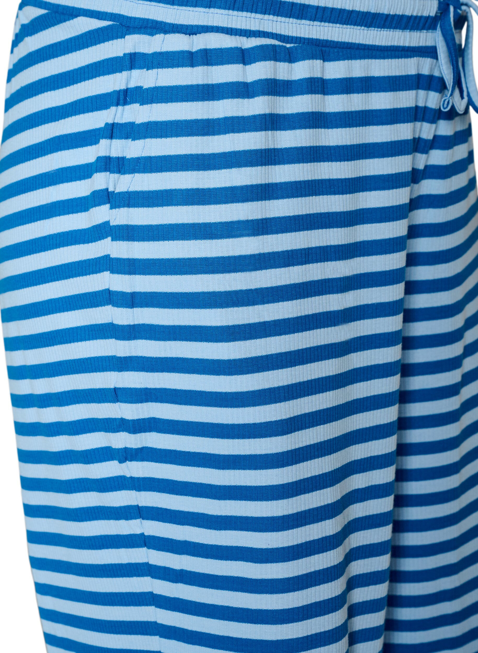 ZizziGestreifte Schlafanzughose mit hoher Taille und weiten Beinen, Blau, Packshot image number 2