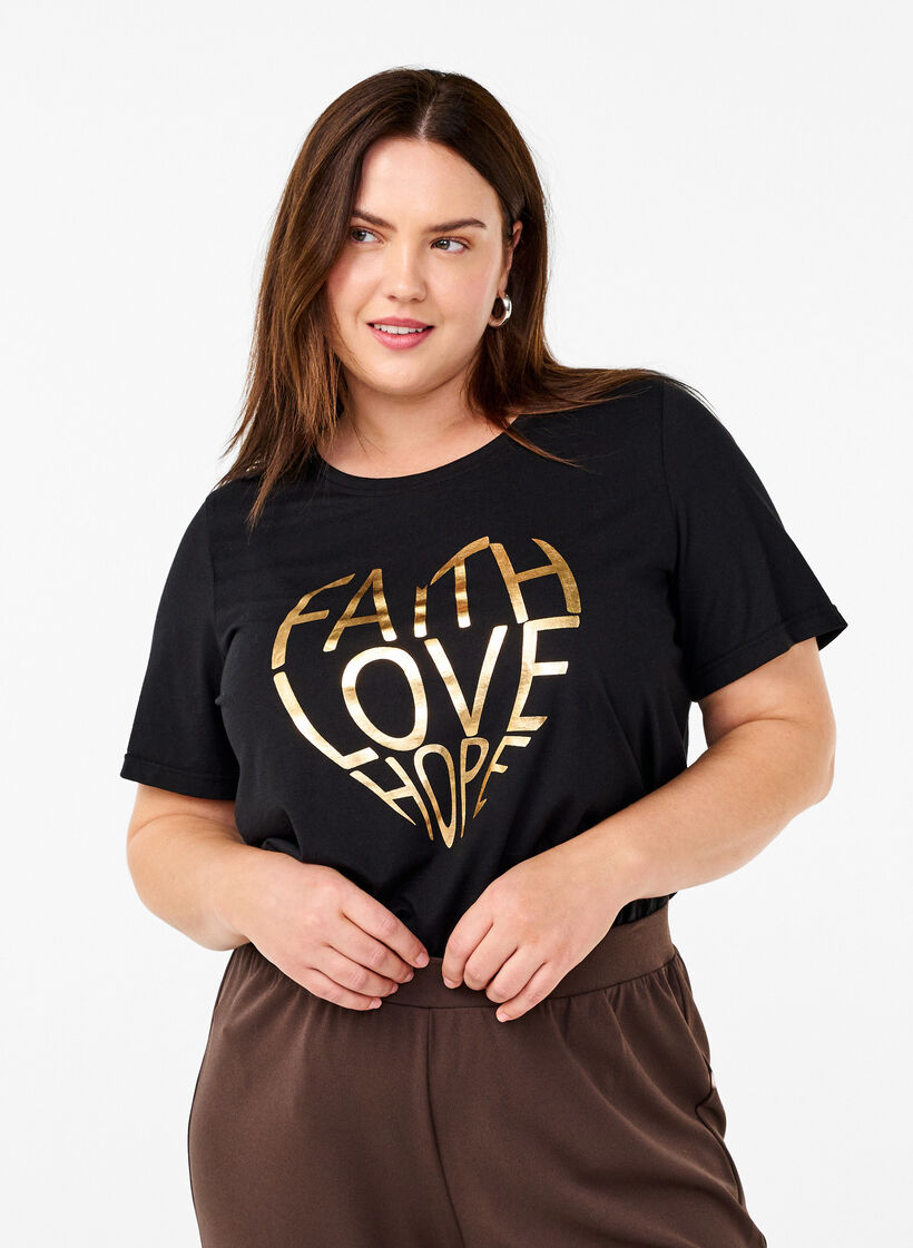 FLASH - T-Shirt mit Motiv, Black Gold Faith, Model image number 0