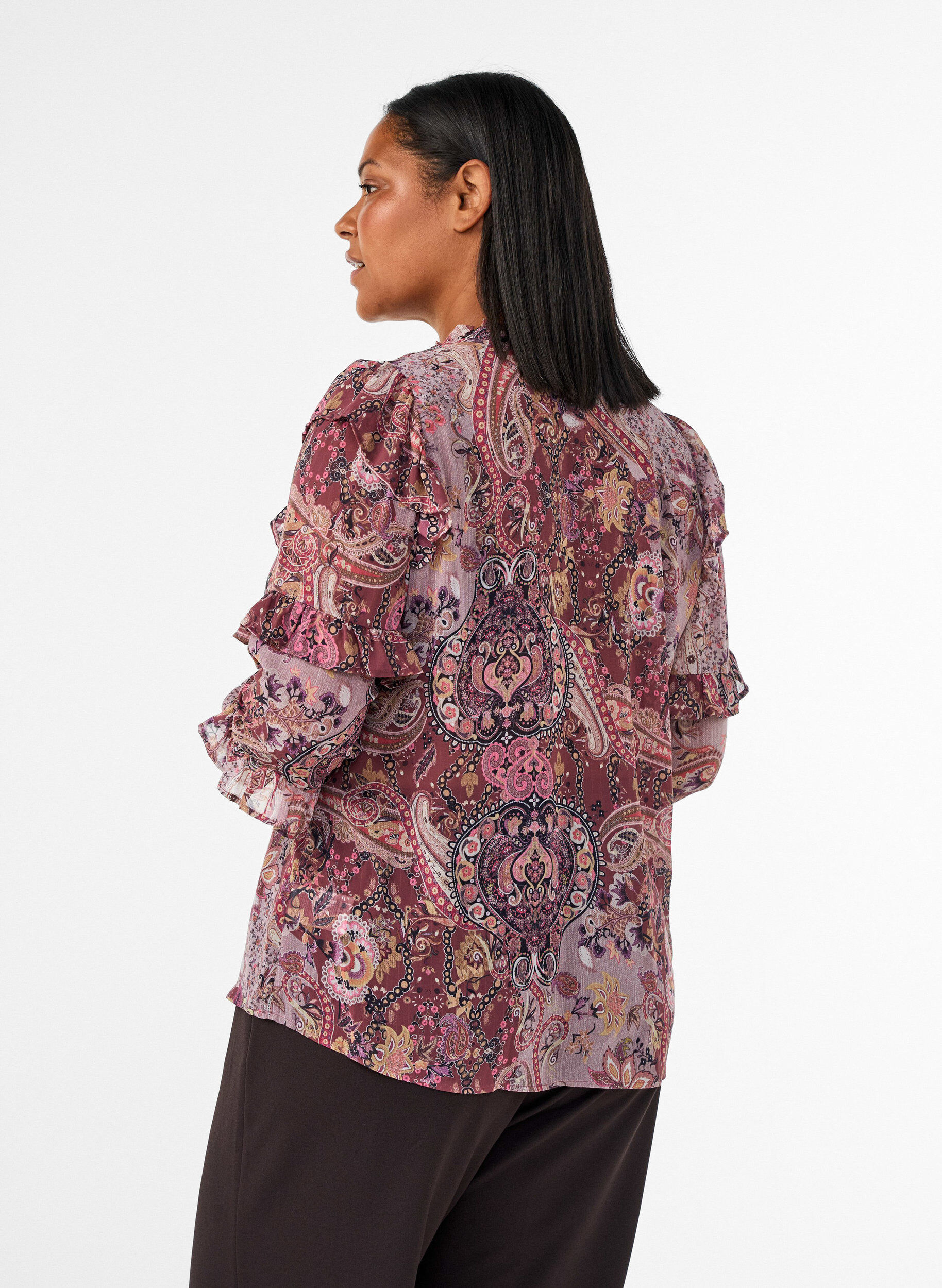 ZizziBluse mit Paisleymuster und R&uuml;schendetails, lila, Model image number 2