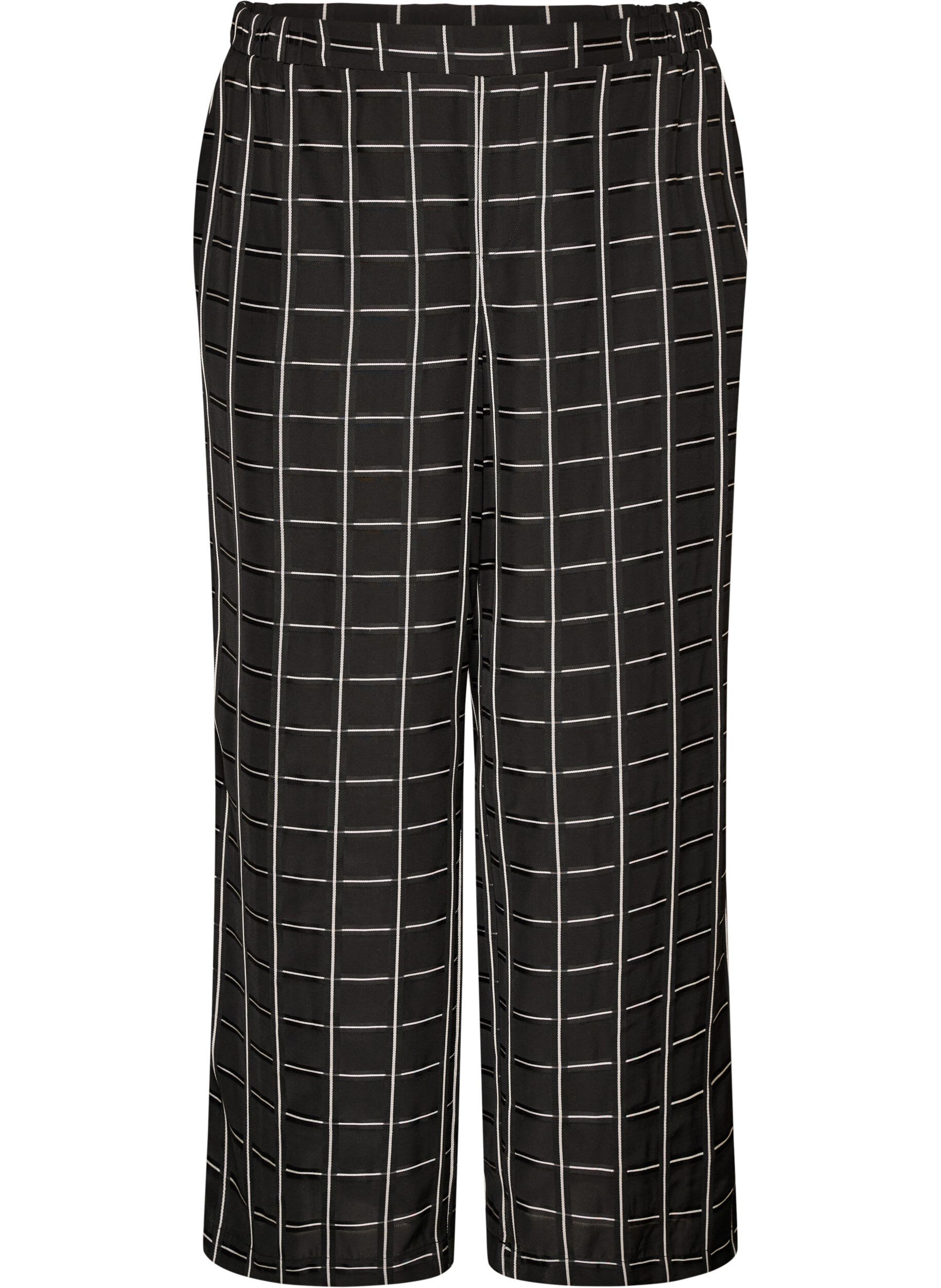 Karierte Hose mit weitem Bein