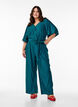 Jumpsuit mit Falten, Bindedetail und weiten Ärmeln, Blau, Model image number 0