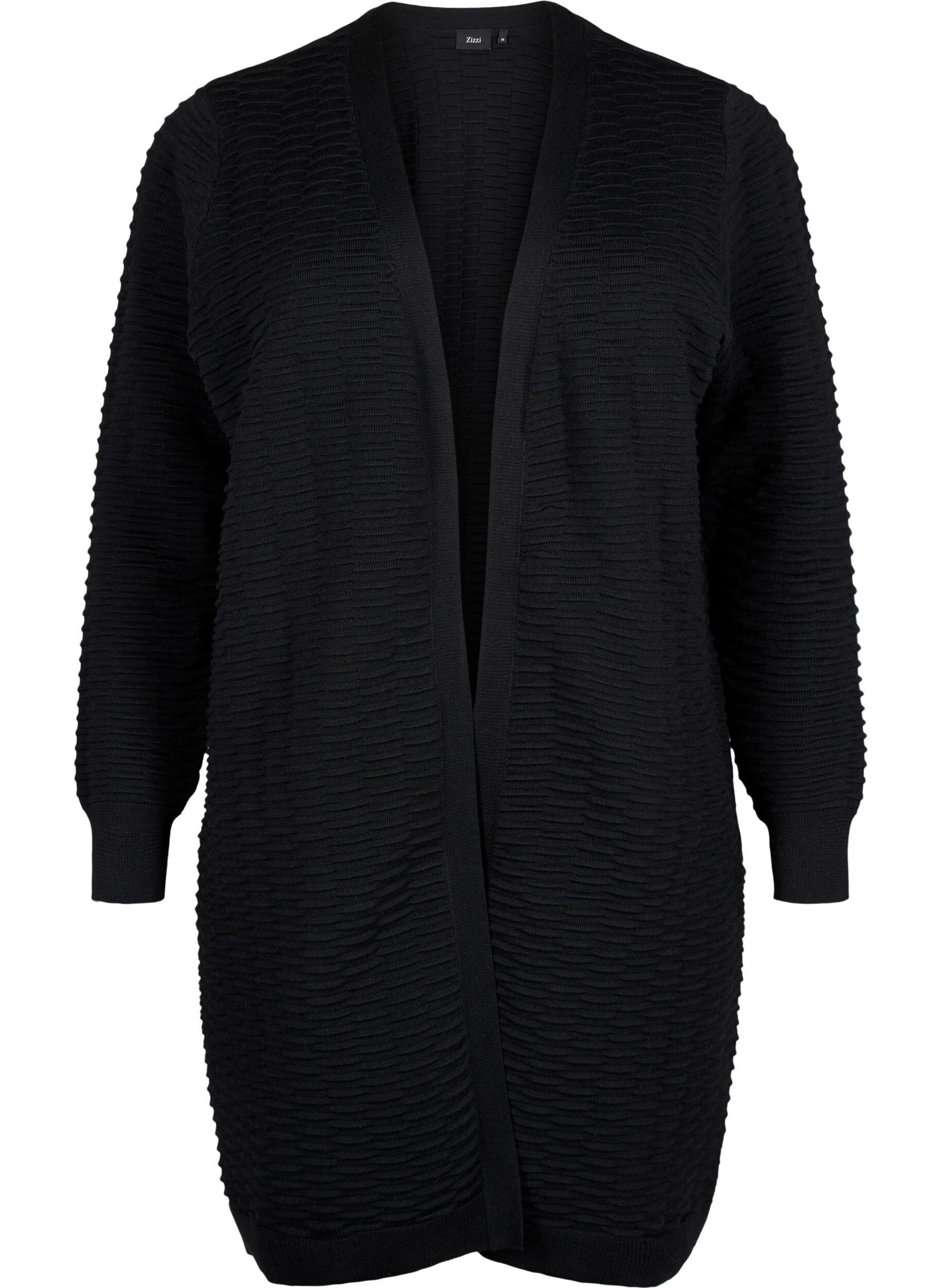 Zizzi Strickjacke aus Baumwoll-Viskose-Mix, Black, Packshot image number 0