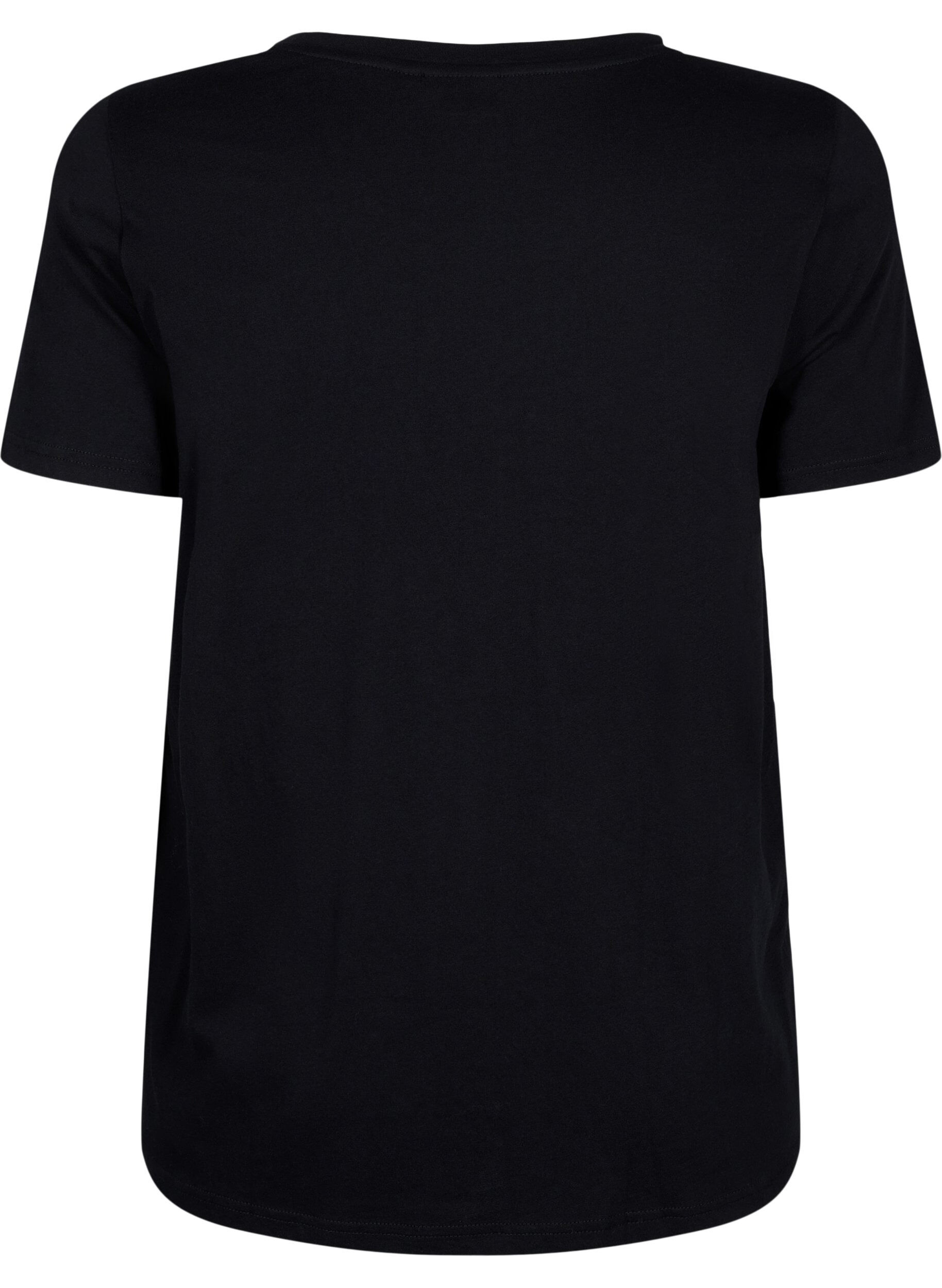 Zizzi T-Shirt mit Strasssteinen, Black W. Rhinestones, Packshot image number 1