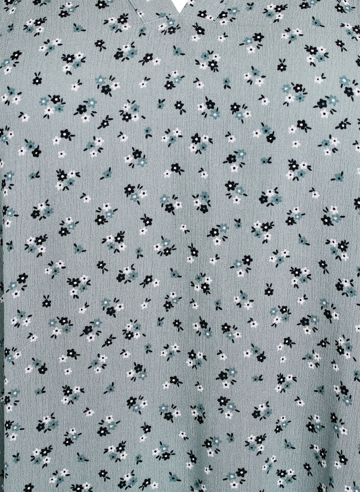 Tunika mit gebl&uuml;mtem Print und 3/4-&Auml;rmeln, Gr&uuml;n, Packshot image number 2