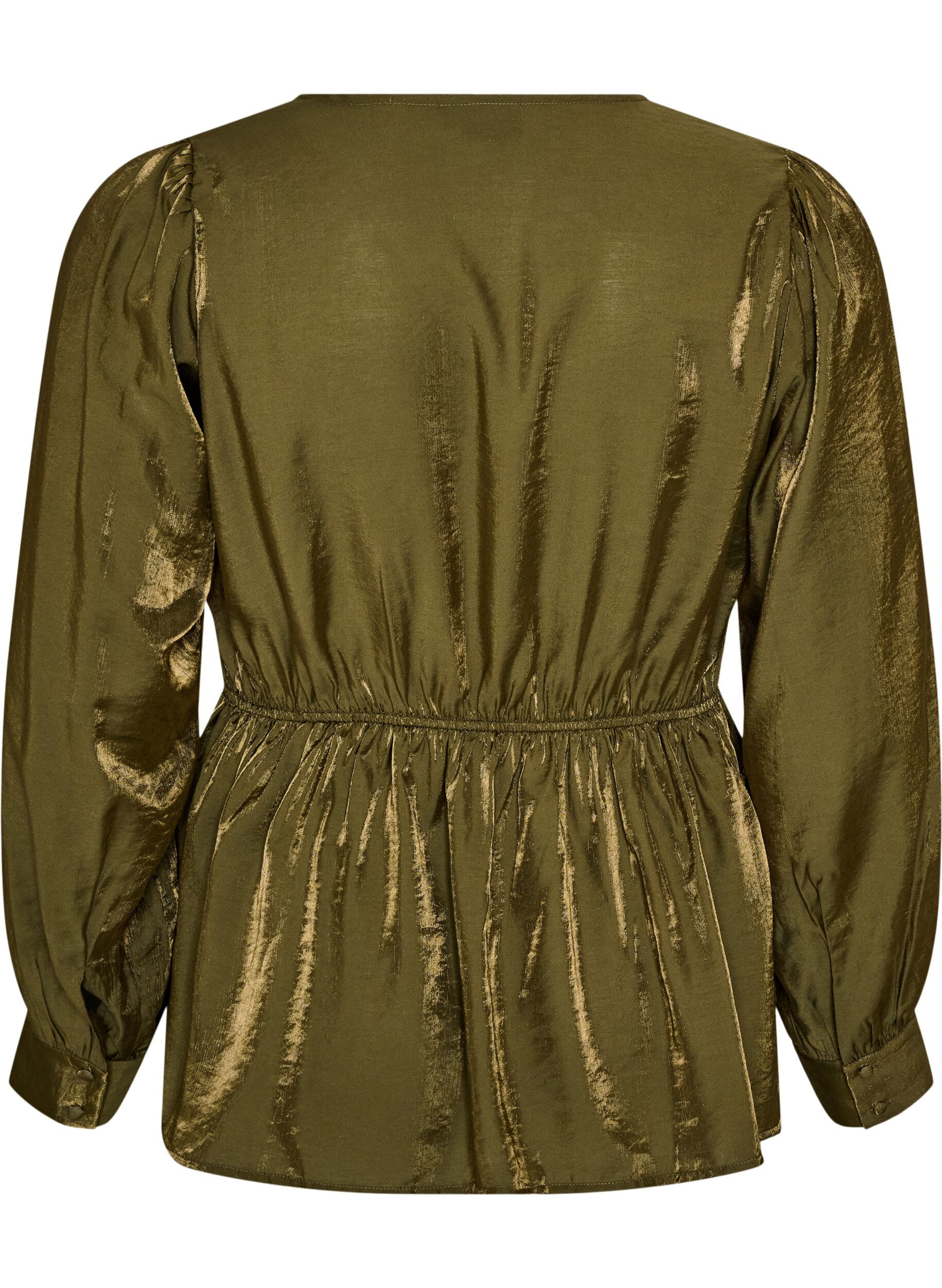 ZizziGl&auml;nzende Bluse aus Viskose mit Peplum-Effekt, Gr&uuml;n, Packshot image number 1