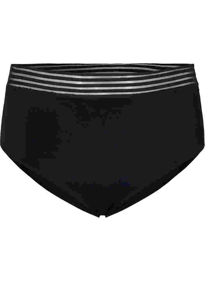 Hochtaillierte Bikinihose mit Mesh, Black, Packshot image number 0