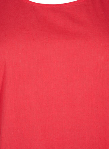 Kurzärmelige Bluse aus Baumwollmischung mit Leinen, Hibiscus, Packshot image number 2