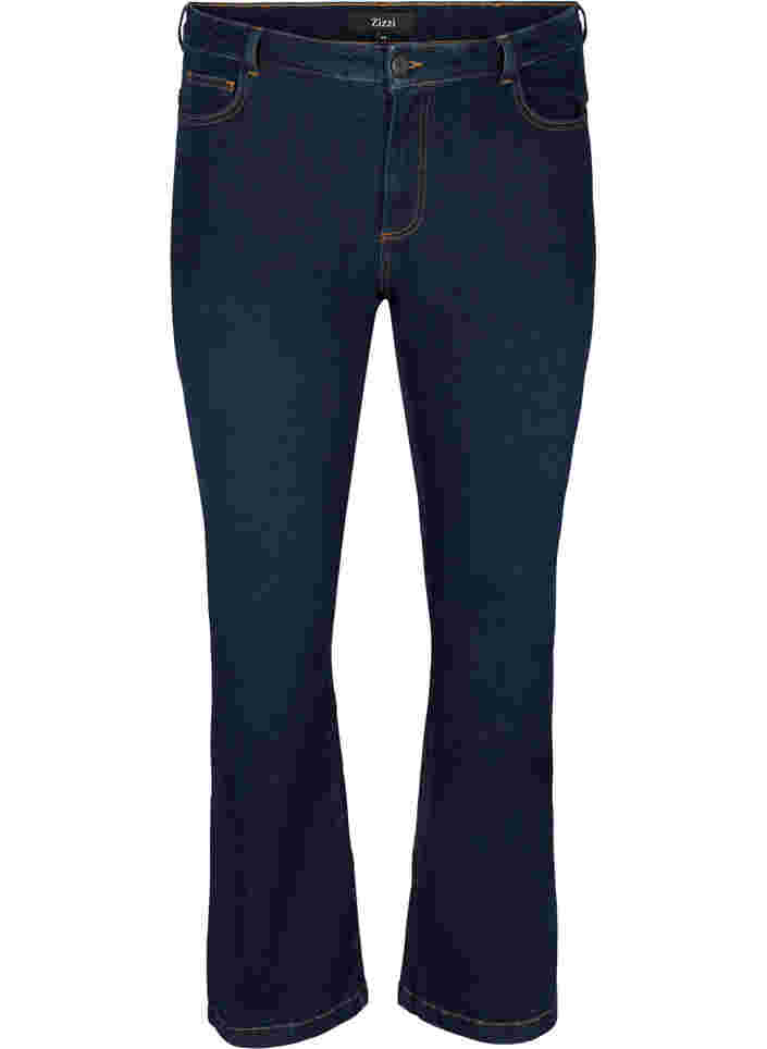 Hochtaillierte Ellen Jeans mit Bootcut, Dark blue denim, Packshot image number 0