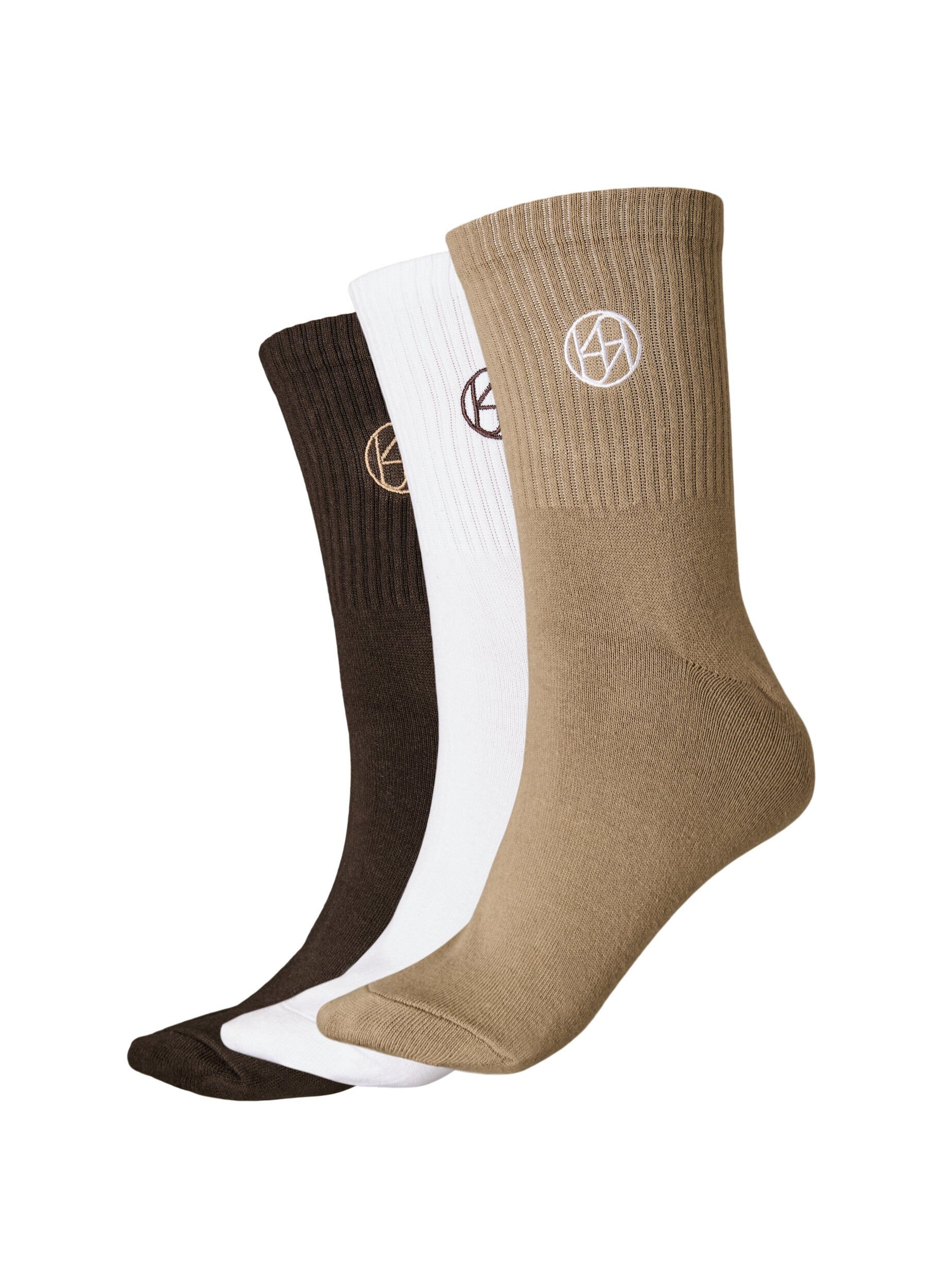 Zizzi 3er-Pack Sportsocken mit Logo, Braun, Packshot image number 0