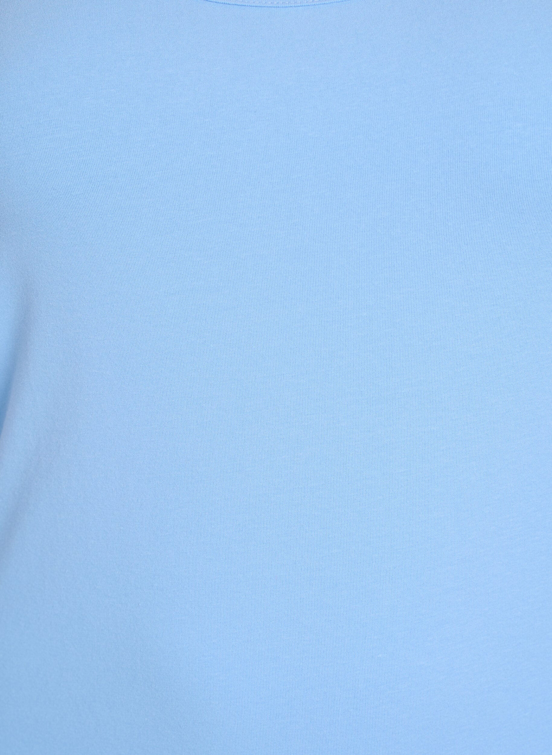 Zizzi Einfarbiges basic Top aus Baumwolle, Blau, Packshot image number 2