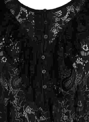 Spitzenbluse mit Rüschendetails, Black, Packshot image number 2
