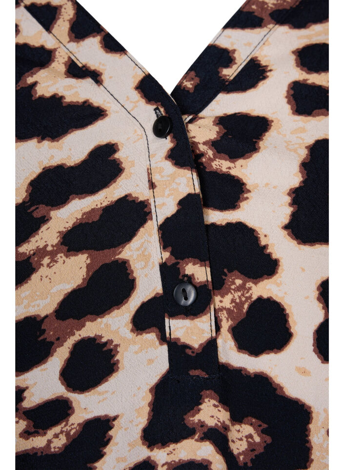 Bluse aus Viskose mit Print und Smock, Leo AOP, Packshot image number 2