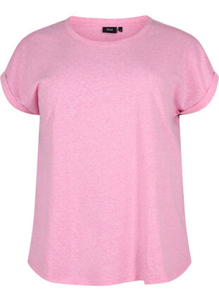 Melange T-Shirt mit kurzen Ärmeln, Rosebloom Mél, Packshot image number 0