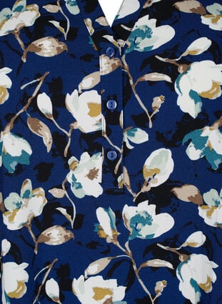 Florale Bluse mit 3/4-Ärmeln, P. Blue Flower AOP, Packshot image number 2