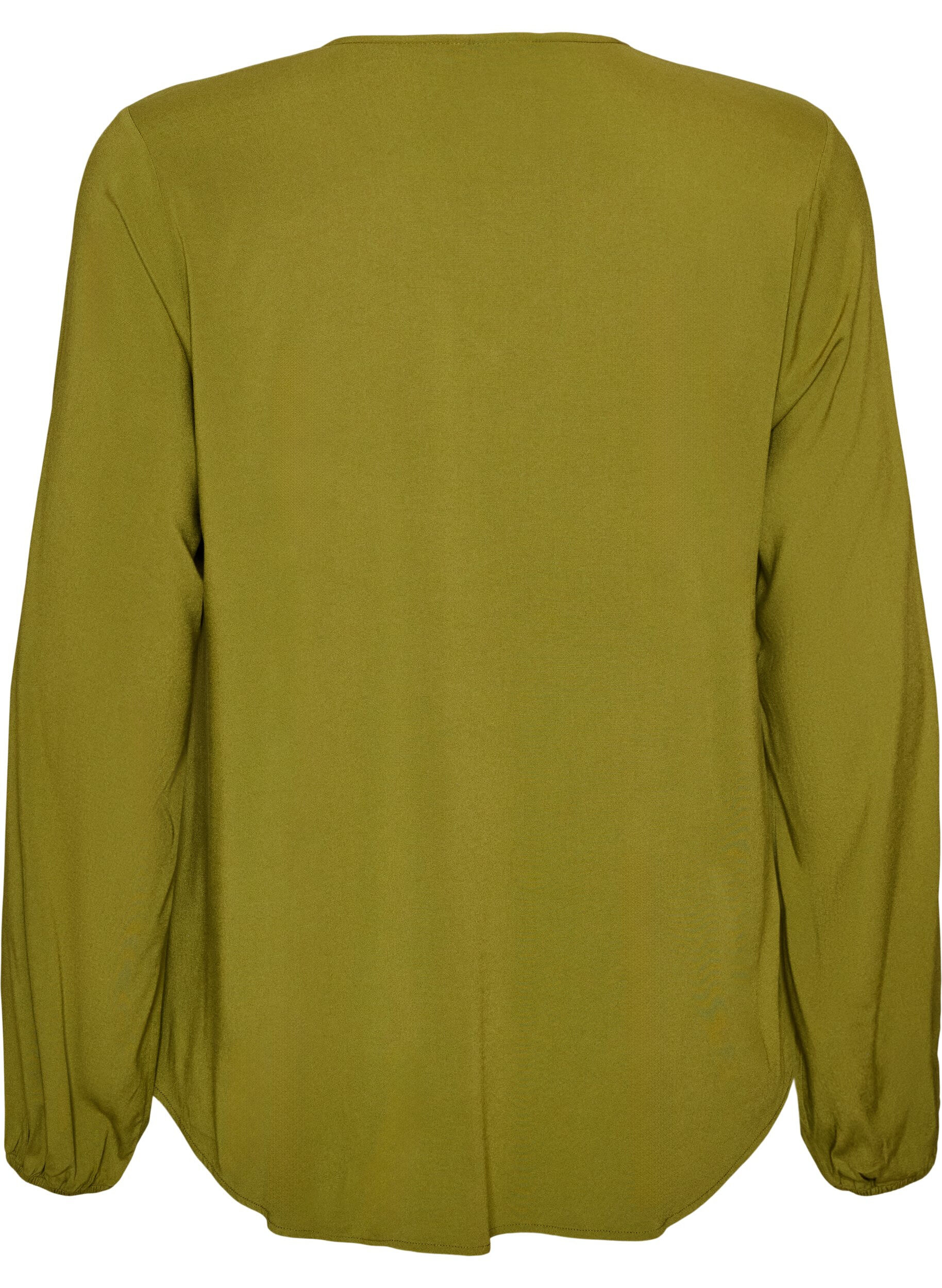 ZizziBluse aus Viskose mit V-Ausschnitt und langen &Auml;rmeln, Gr&uuml;n, Packshot image number 1