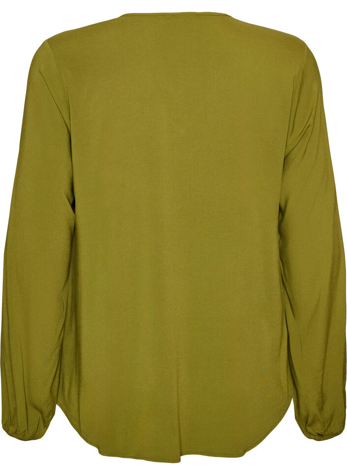 Bluse aus Viskose mit V-Ausschnitt und langen &Auml;rmeln, Gr&uuml;n, Packshot image number 1