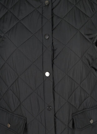 Lange Steppweste mit Knopfverschluss und Taschen, Black, Packshot image number 2