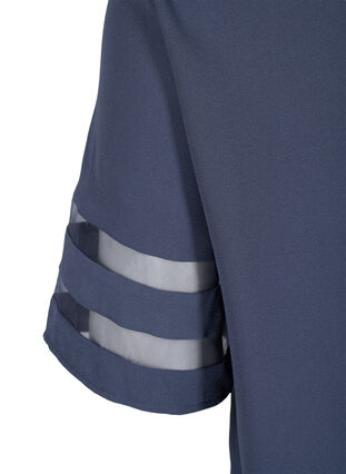 Kurzarm Bluse mit V-Ausschnitt, Odysses Gray, Packshot image number 2