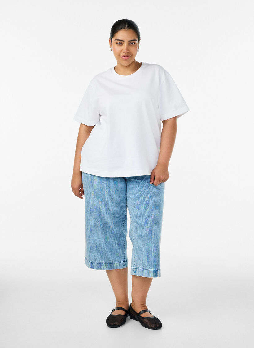 Kastiges T-Shirt aus Baumwolle, Wei&szlig;, Model image number 1