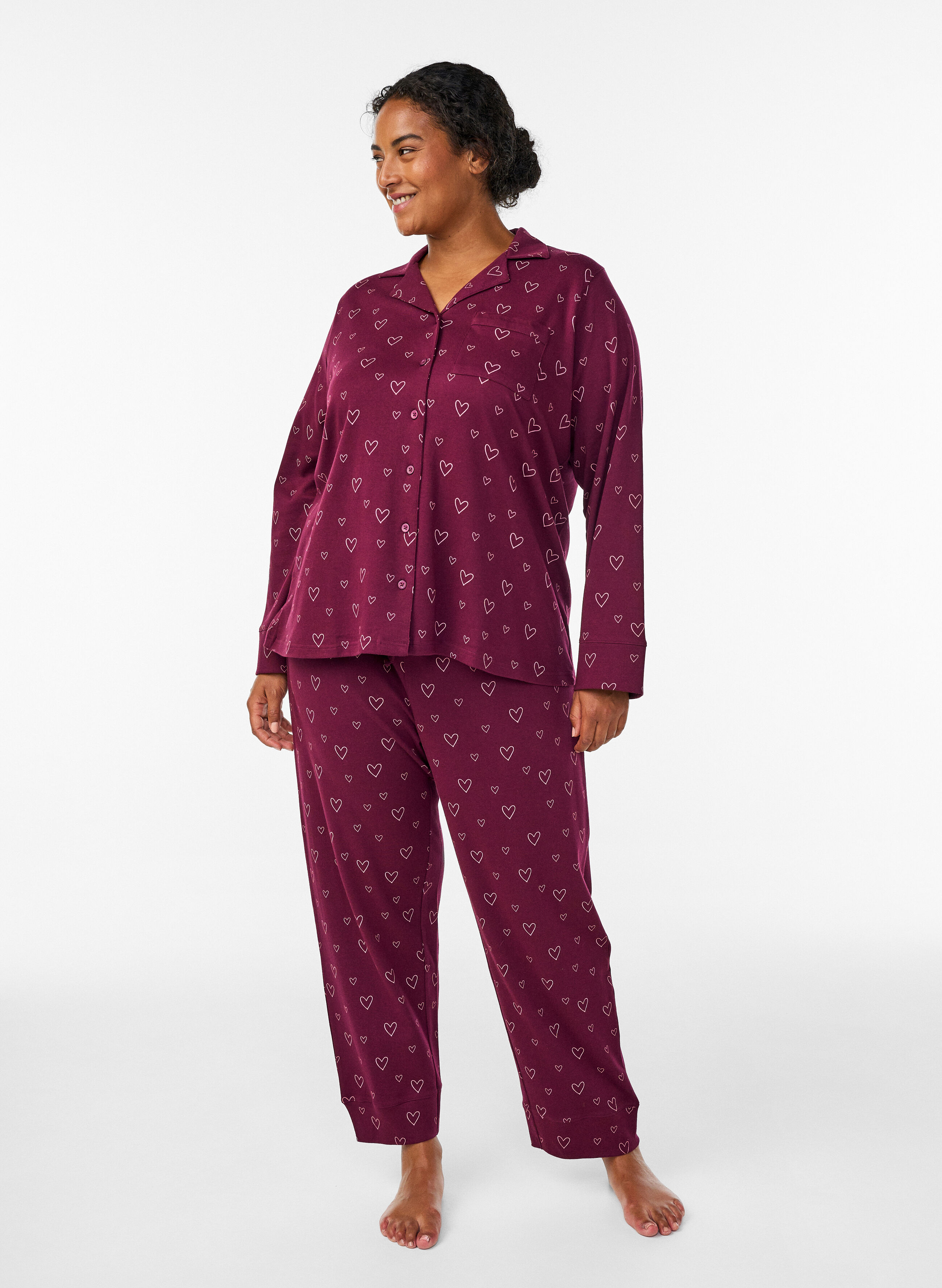 Zizzi Baumwoll-Pyjama-Set, , Model
