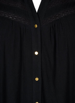 Ärmellose Bluse aus Viskose mit Häkeldetail, Black, Packshot image number 2