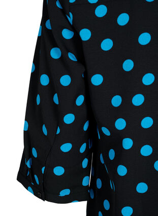Gepunktete Bluse mit 3/4-Ärmeln , Black Blue Dot, Packshot image number 3