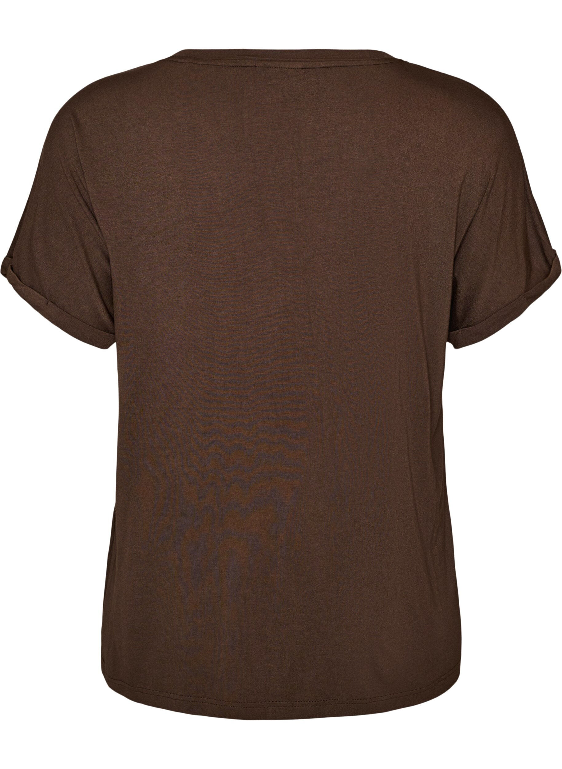 ZizziBasic T-Shirt aus Viskose mit V-Ausschnitt, Braun, Packshot image number 1