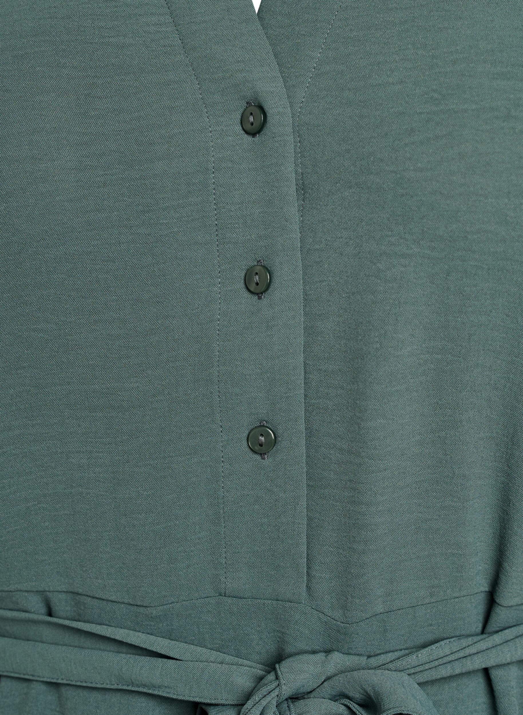 Zizzi Midi Hemdblusenkleid mit Bindeg&uuml;rtel, Gr&uuml;n, Packshot image number 2