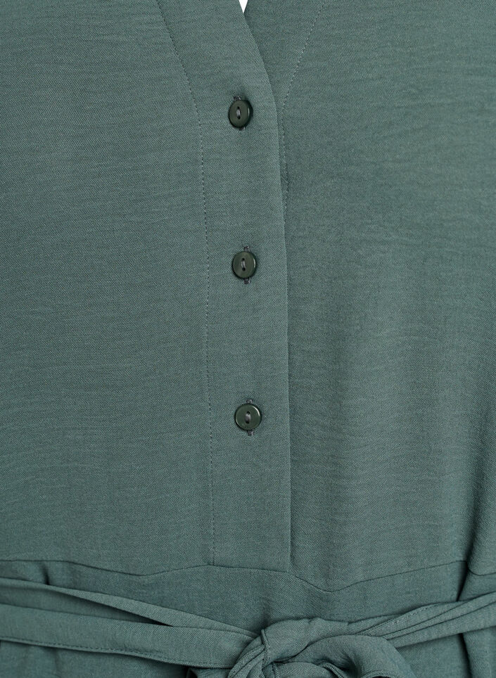 Midi Hemdblusenkleid mit Bindeg&uuml;rtel, Gr&uuml;n, Packshot image number 2