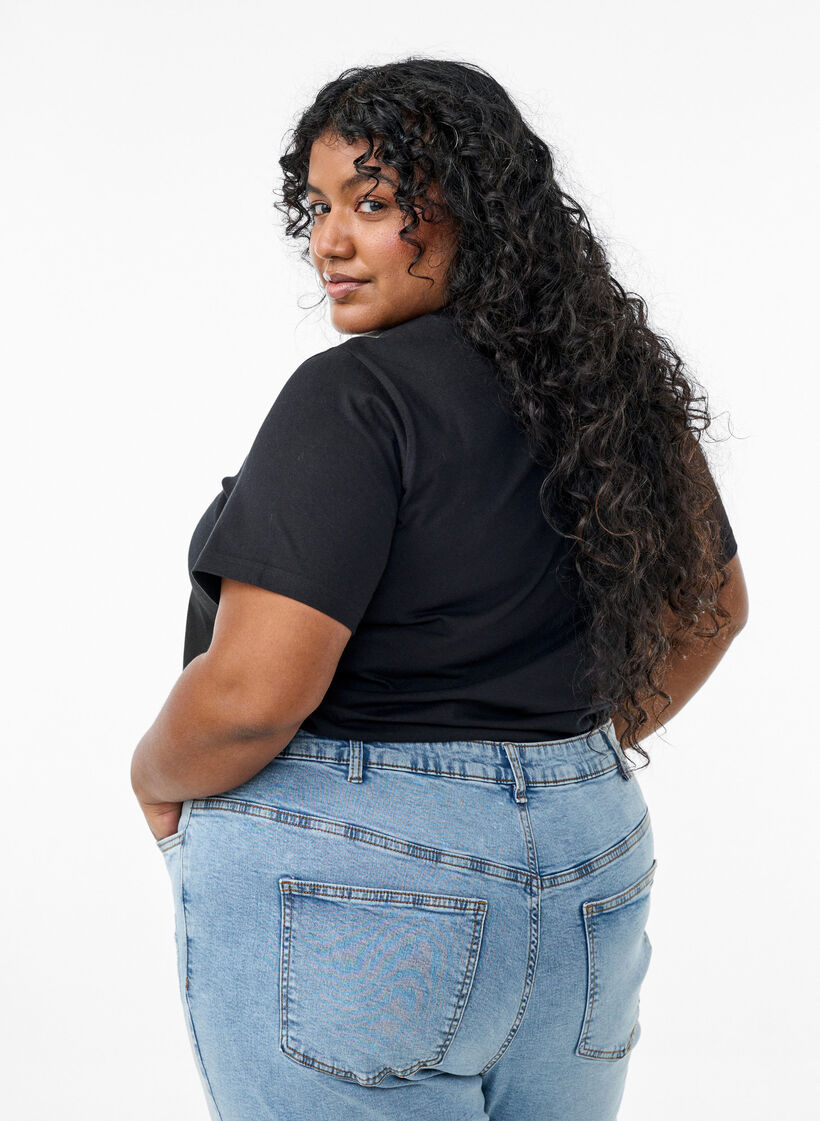 T-Shirt mit dekorativen Details, Schwarz, Model image number 2