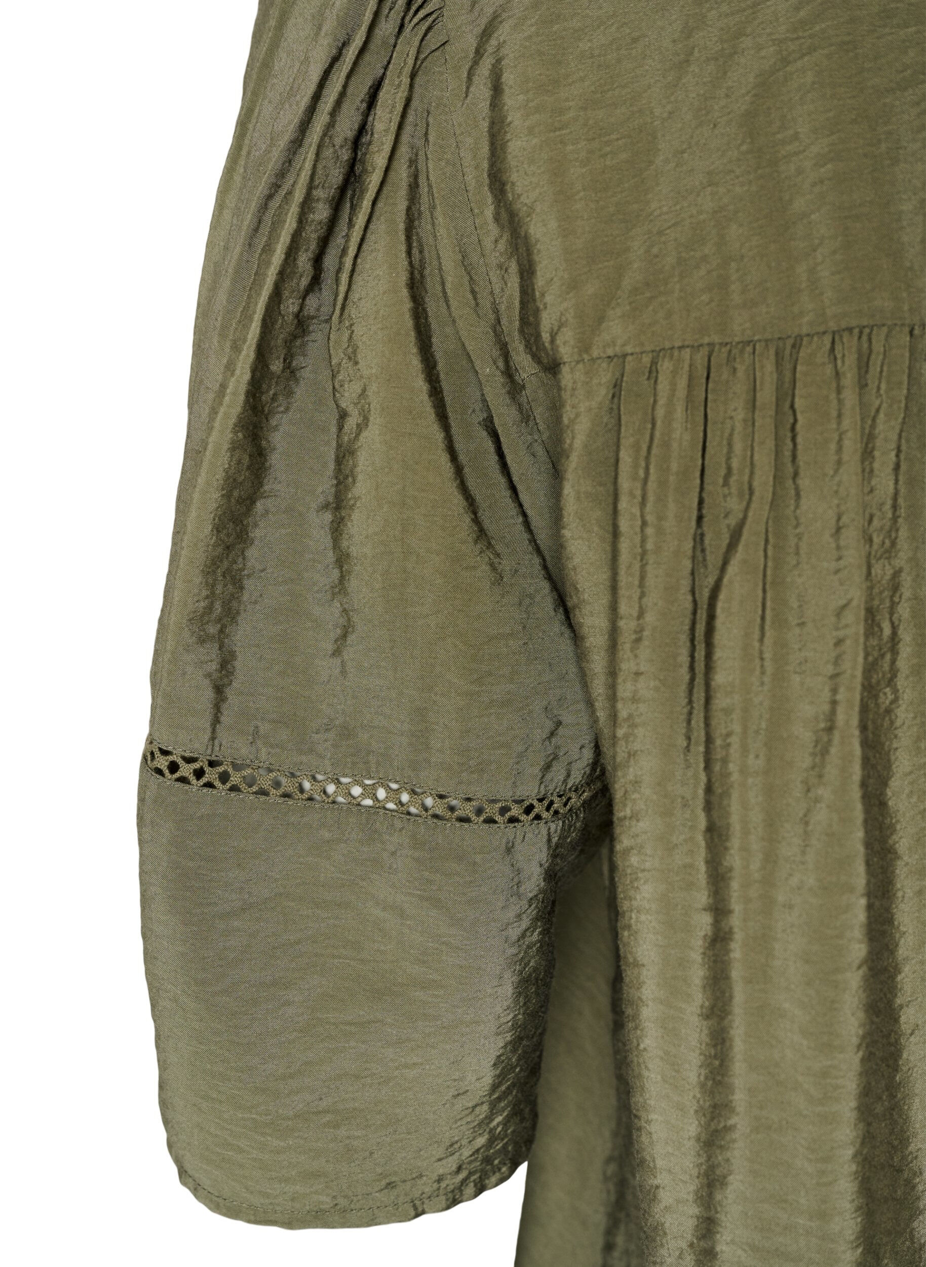 ZizziBluse aus Viskose mit Biesen und Ballon&auml;rmeln, Gr&uuml;n, Packshot image number 3