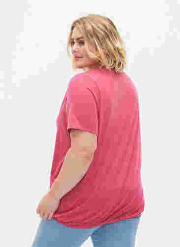Meliertes T-Shirt mit elastischem Saum, Beetroot Purple Mél, Model image number 1