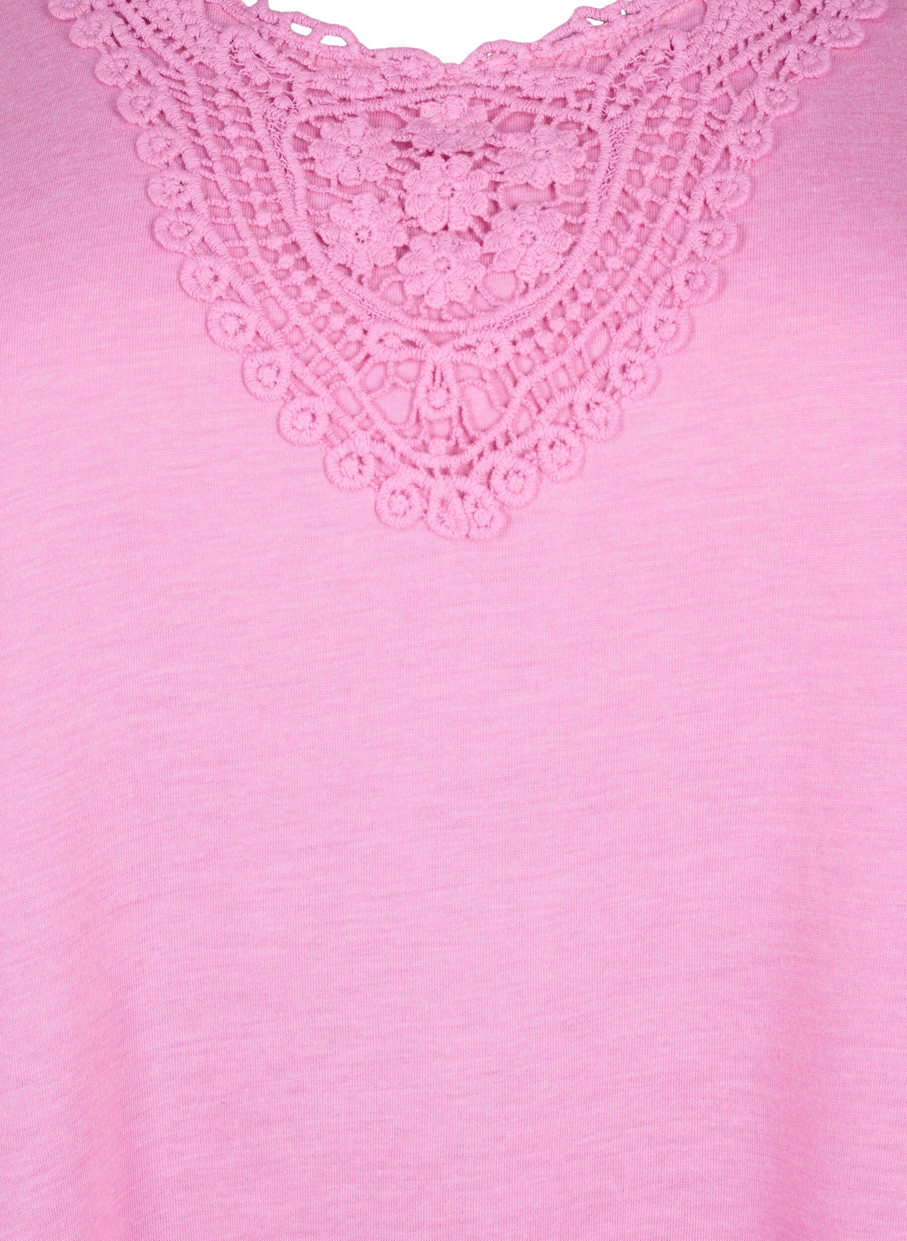 Zizzi &Auml;rmelloses Top mit Spitze, Rosebloom, Packshot image number 2