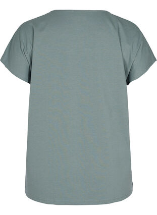 T-Shirt aus Baumwolle mit Streifen, Balsam Green Solid, Packshot image number 1