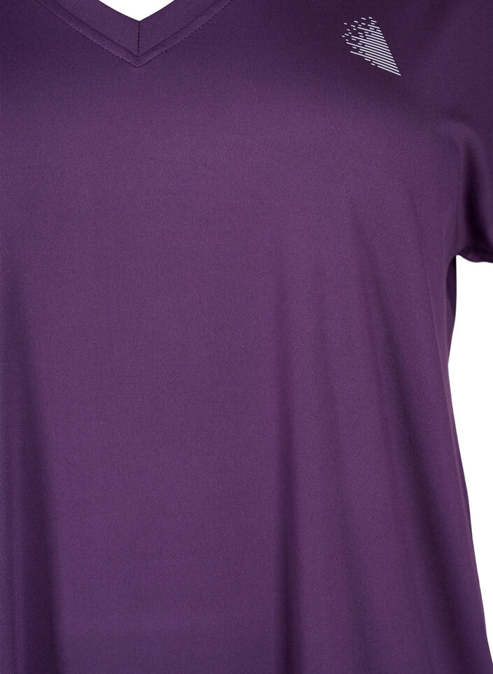 Lockeres Trainings-T-Shirt mit V-Ausschnitt, Lila, Packshot image number 2