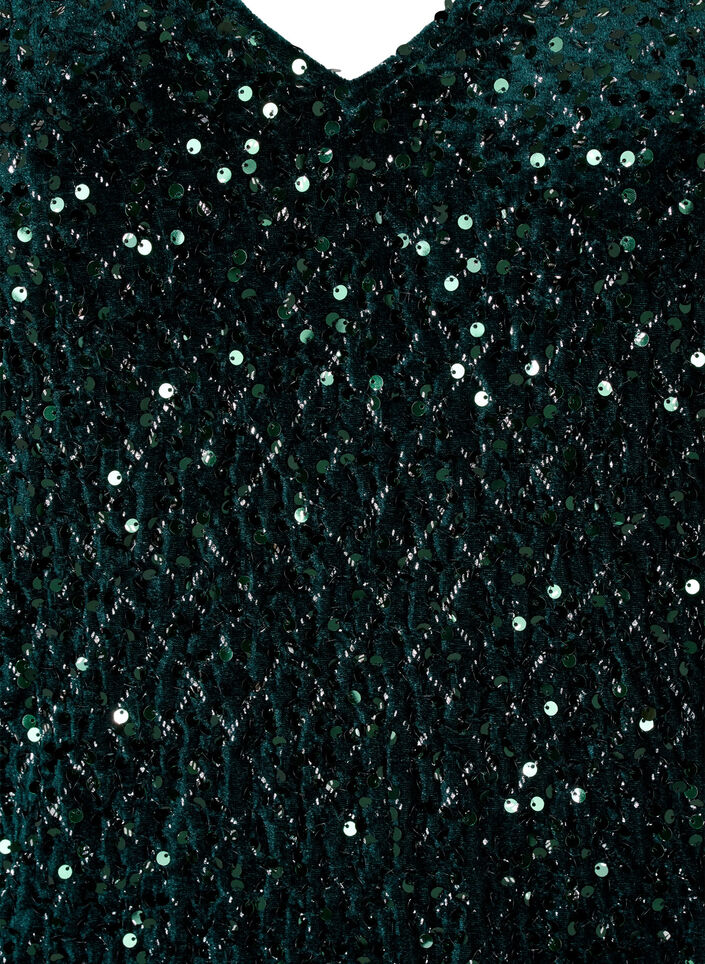 Paillettenkleid mit V-Ausschnitt und Karomuster, Rain Forest Sequins, Packshot image number 2