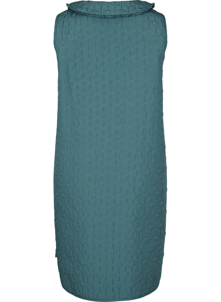 Lange Steppweste mit Kragen und Rüschen, Sagebrush Green, Packshot image number 1