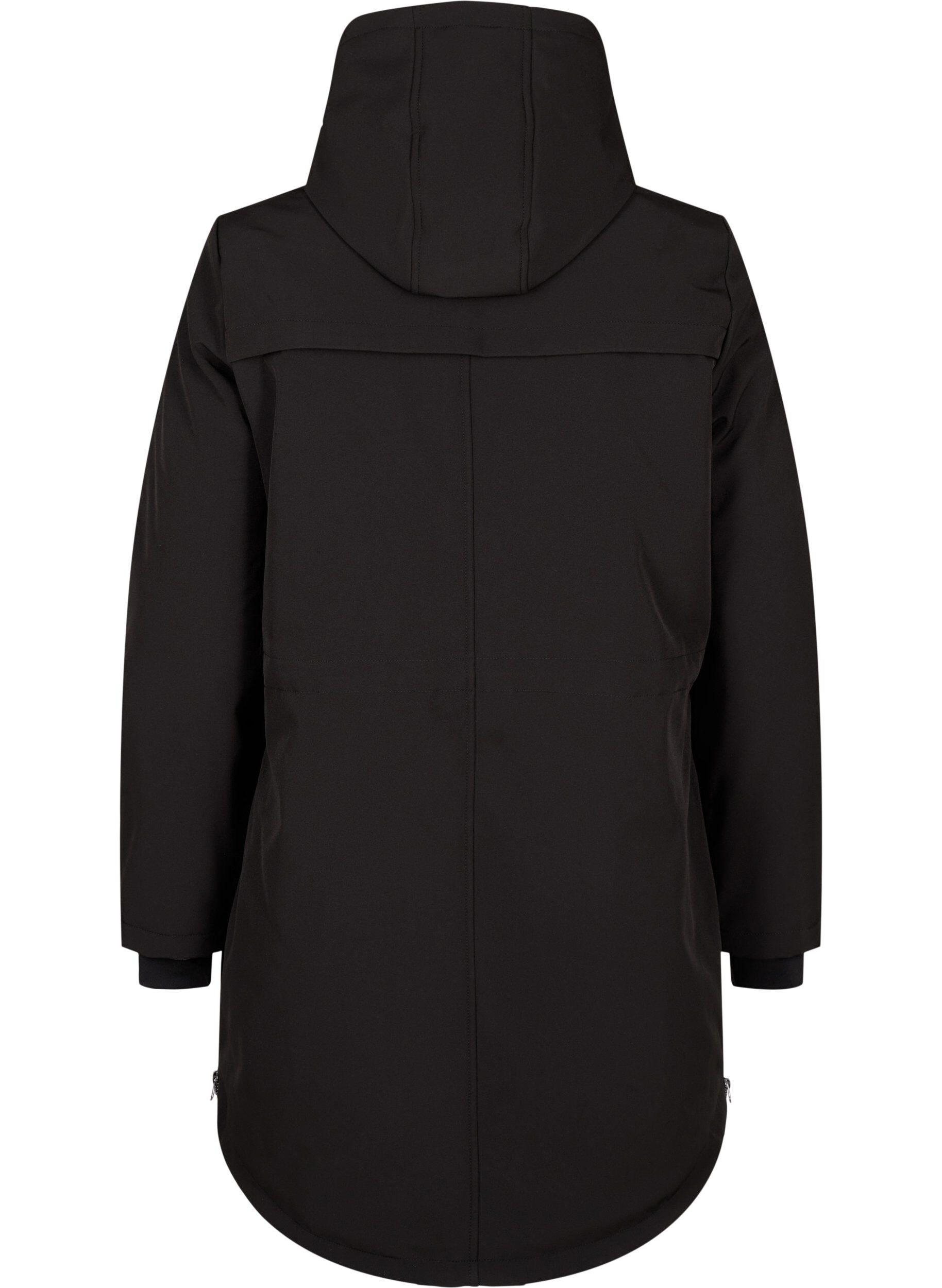 Zizzi Wasserabweisende Softshell-Jacke mit Steppfutter, Schwarz, Packshot image number 1