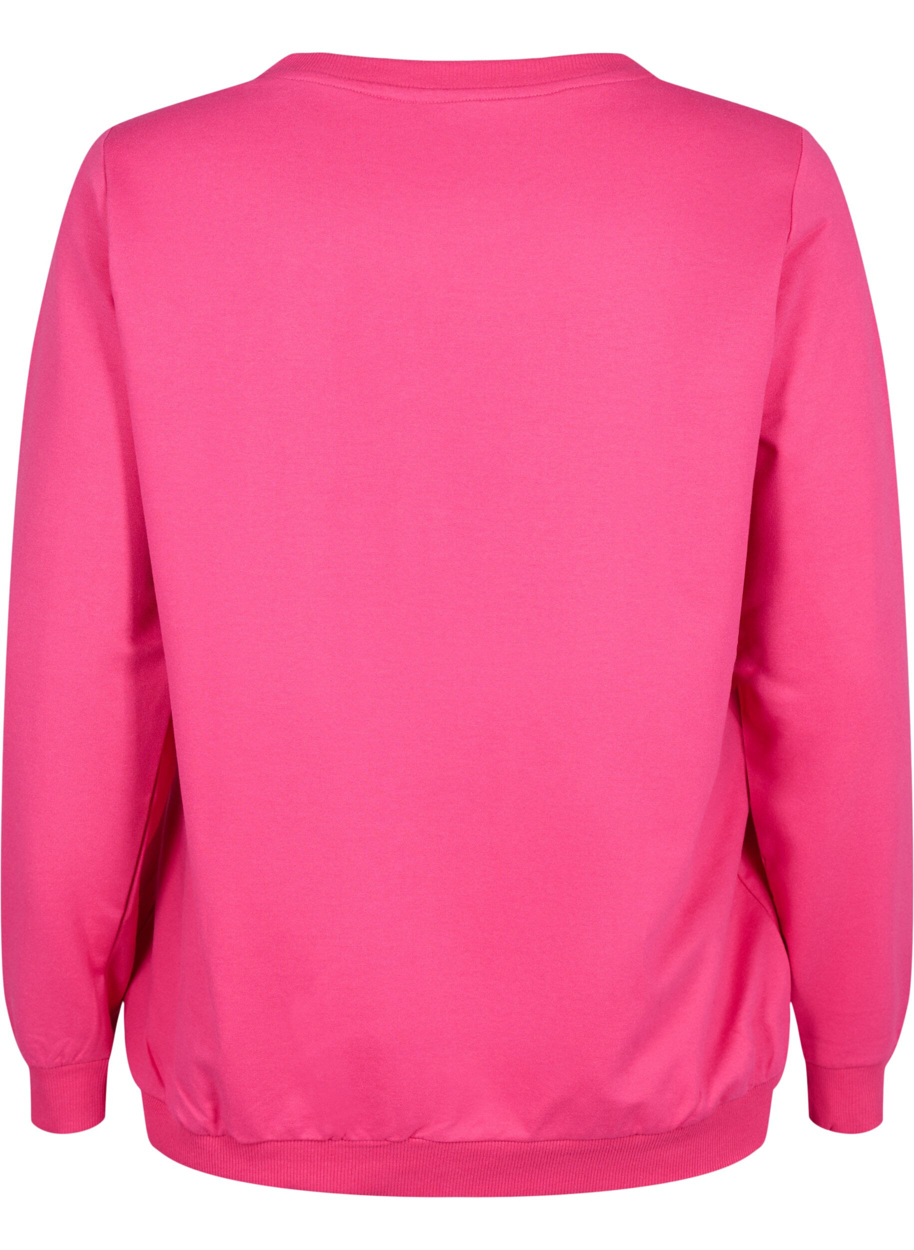 Zizzi Sweatshirt mit Text, Fuchsia P. W. Reset, Packshot image number 1