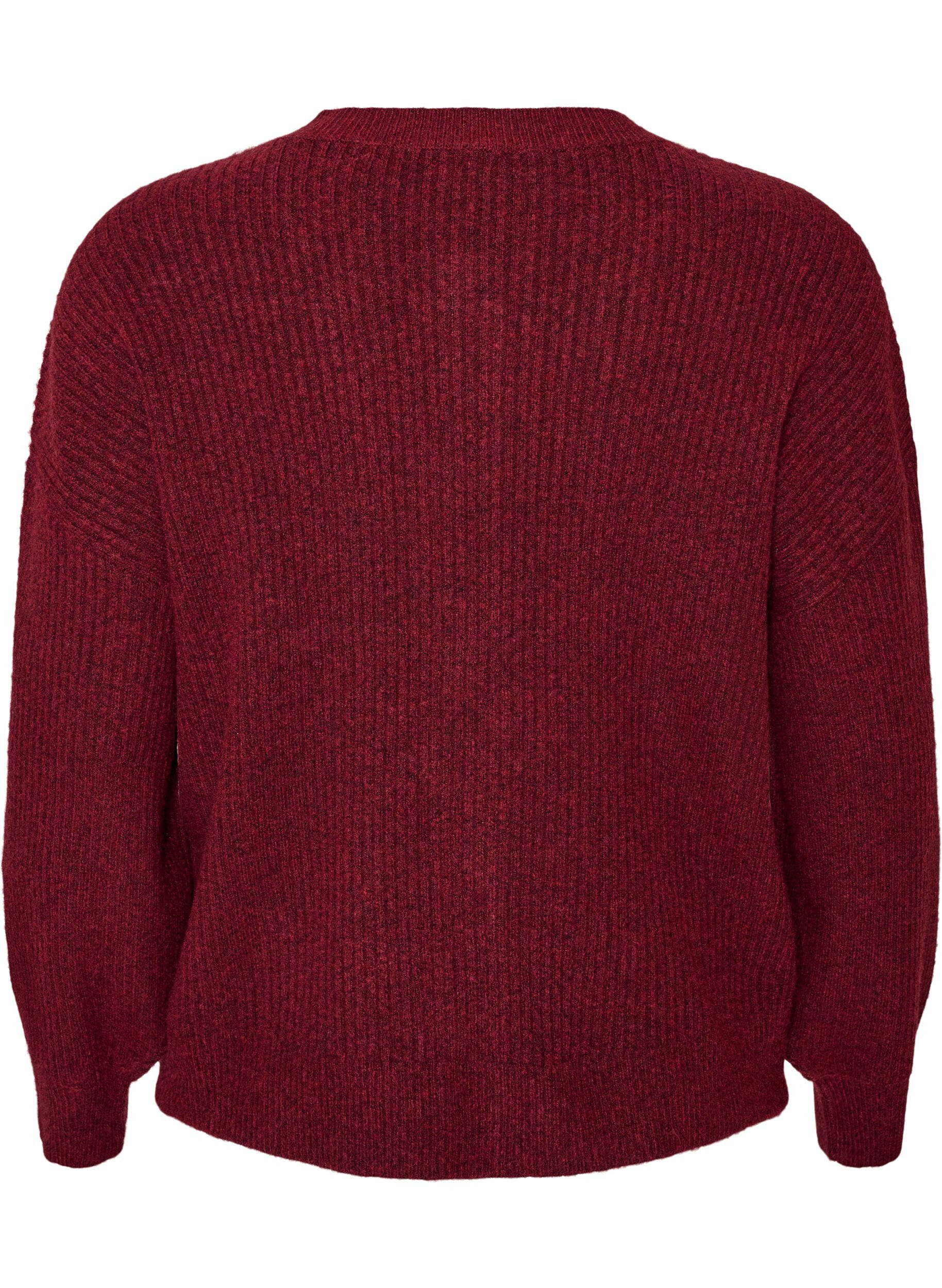 ZizziRippenstrick Strickjacke mit Kn&ouml;pfen, Rot, Packshot image number 1