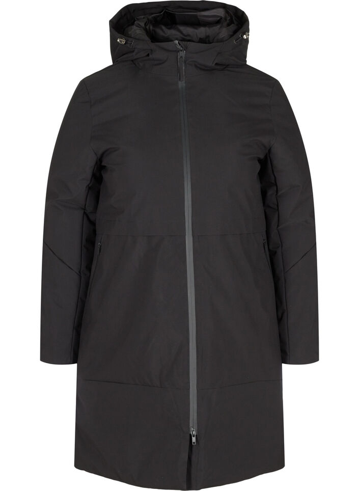 Winterjacke mit verstellbarer Taille, Schwarz, Packshot image number 0
