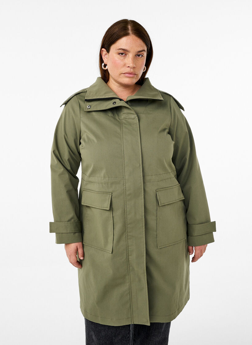 Wasserabweisende Parkajacke, Grün, Model image number 0