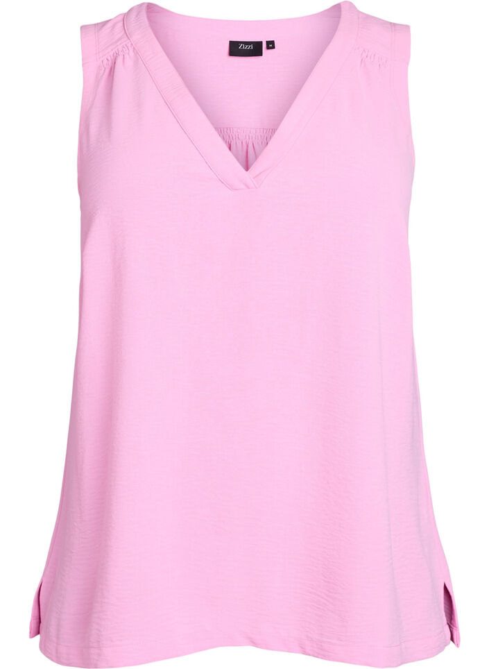 &Auml;rmelloses Oberteil mit Faltendetails, Pink, Packshot image number 0